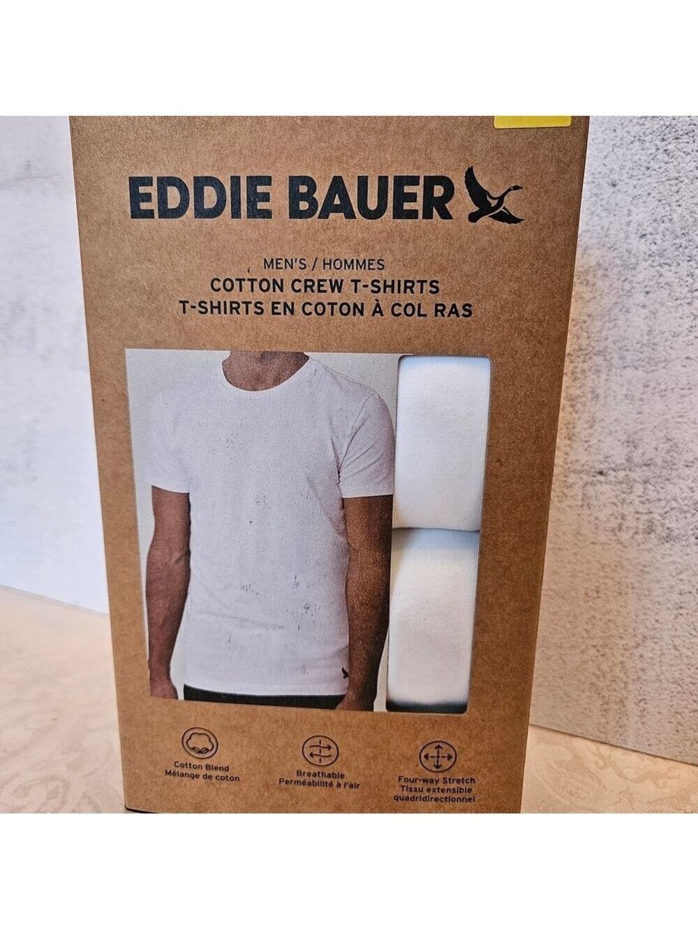 Eddie Bauer Size Small White 4 Pack of Cotton Crew T-Shirts